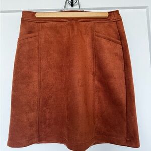 **LIKE NEW** Ann Taylor Loft Burnt Orange Brown Suede Autumn Mini Skirt 0P